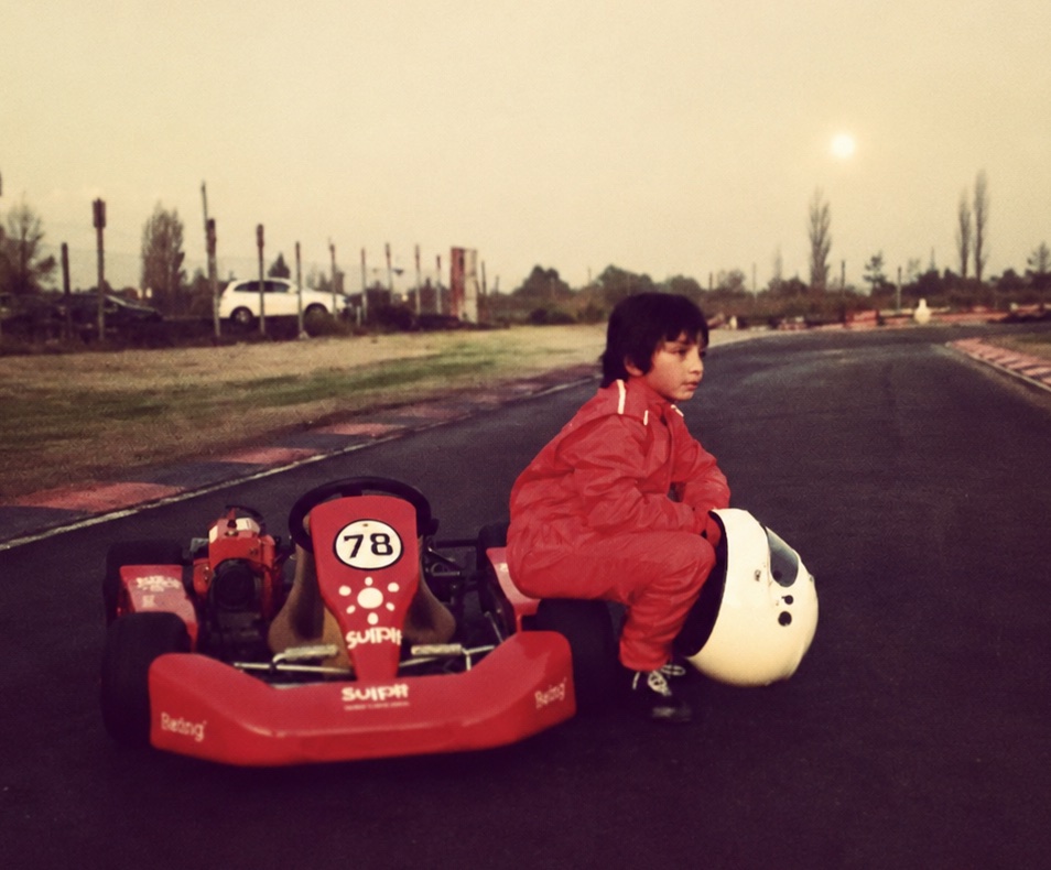 Young Nico Pino with his first red #78 kart at Lampa